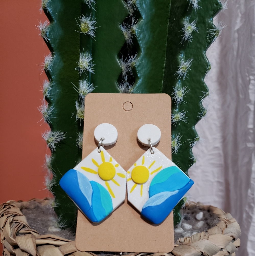 Beachy sunrise polymer clay earrings